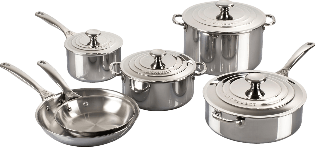 Le Creuset Signature 10-Piece Stainless Steel Cookware Set +