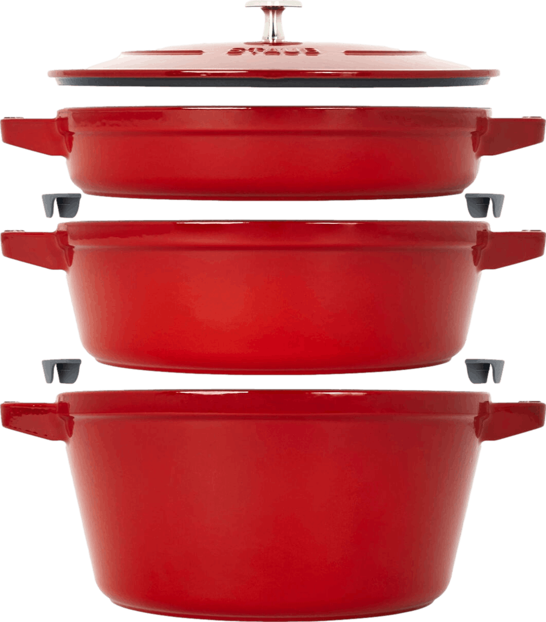 Staub 4-pc Cast Iron Stackable Set Cherry | Cozymeal