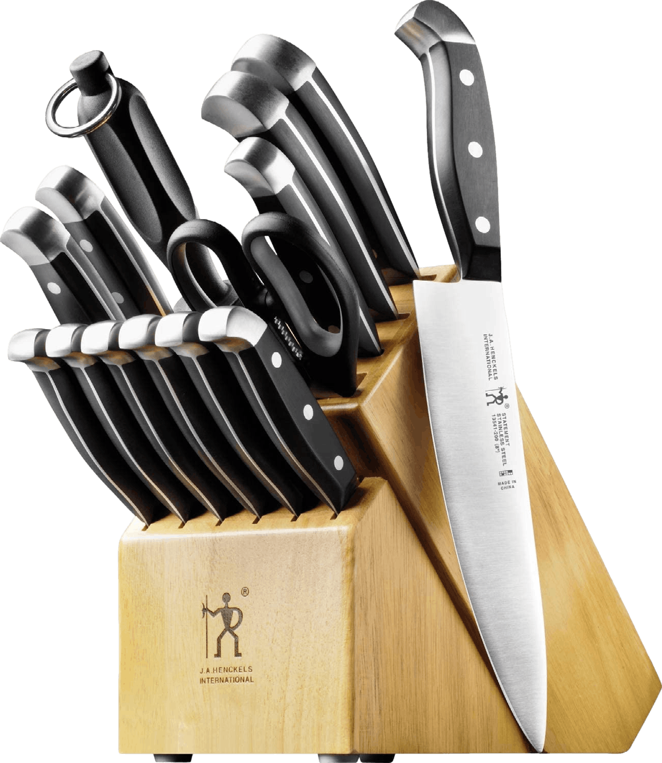 Henckels Statement Self-Sharpening Knife Set with Block, Chef Knife, Paring  Knife, Bread Knife, Steak Knife, 14-piece, Dark Brown, Stainless Steel 