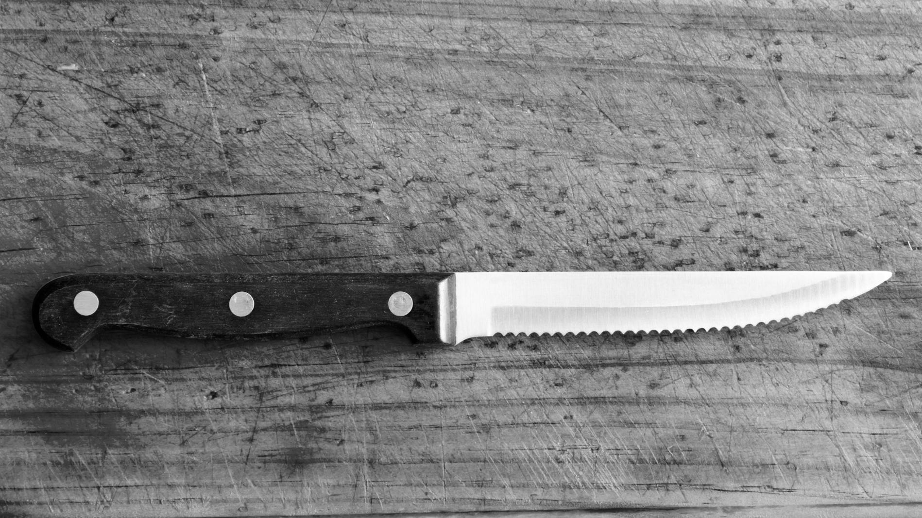 Steak Knife Set Damascus Steel Straight Blade Kitchen Dinner Cutlery Meat  Slicer