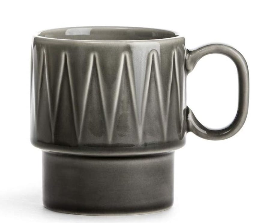 Jeanne Fitz Double-Wall Glass Coffee Mug, Black Handle