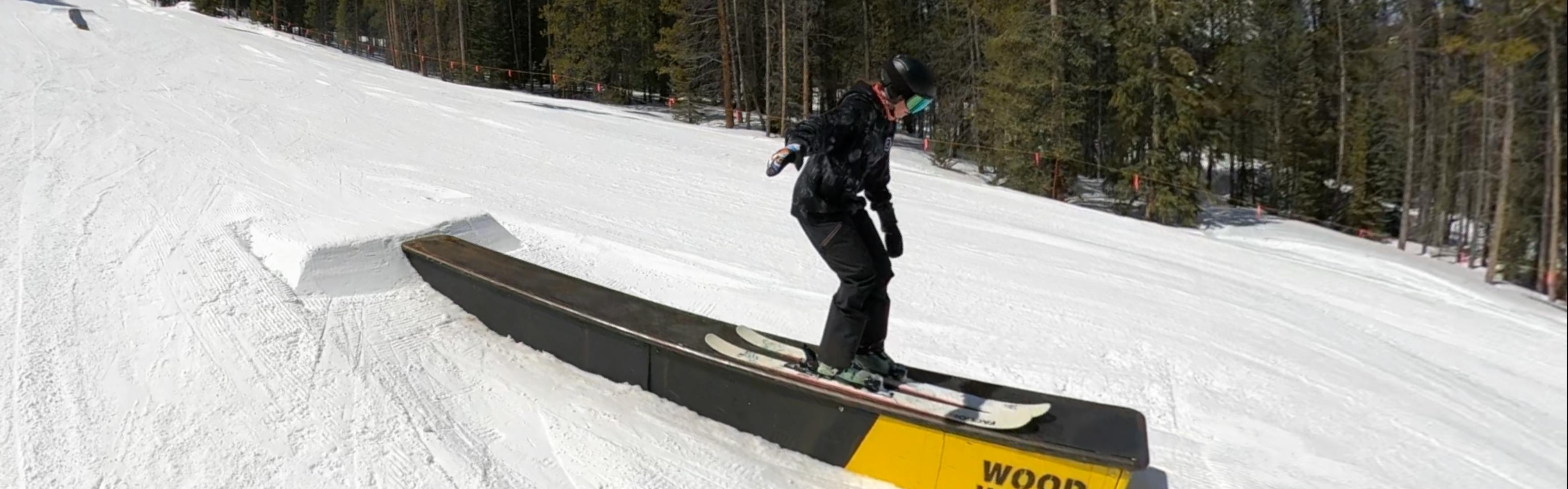 A skier on the Faction Prodigy 2X Skis. 