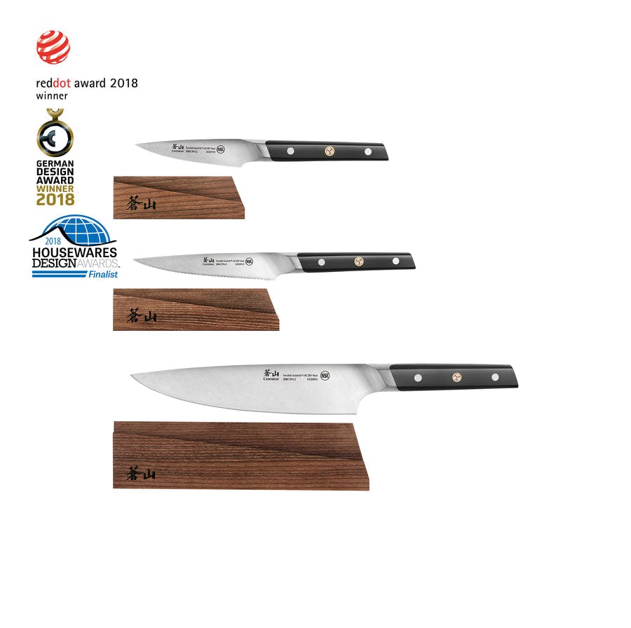Cangshan Helena Series Cleaver Knife Block Set, Forged German Steel, Hua Acacia | Black