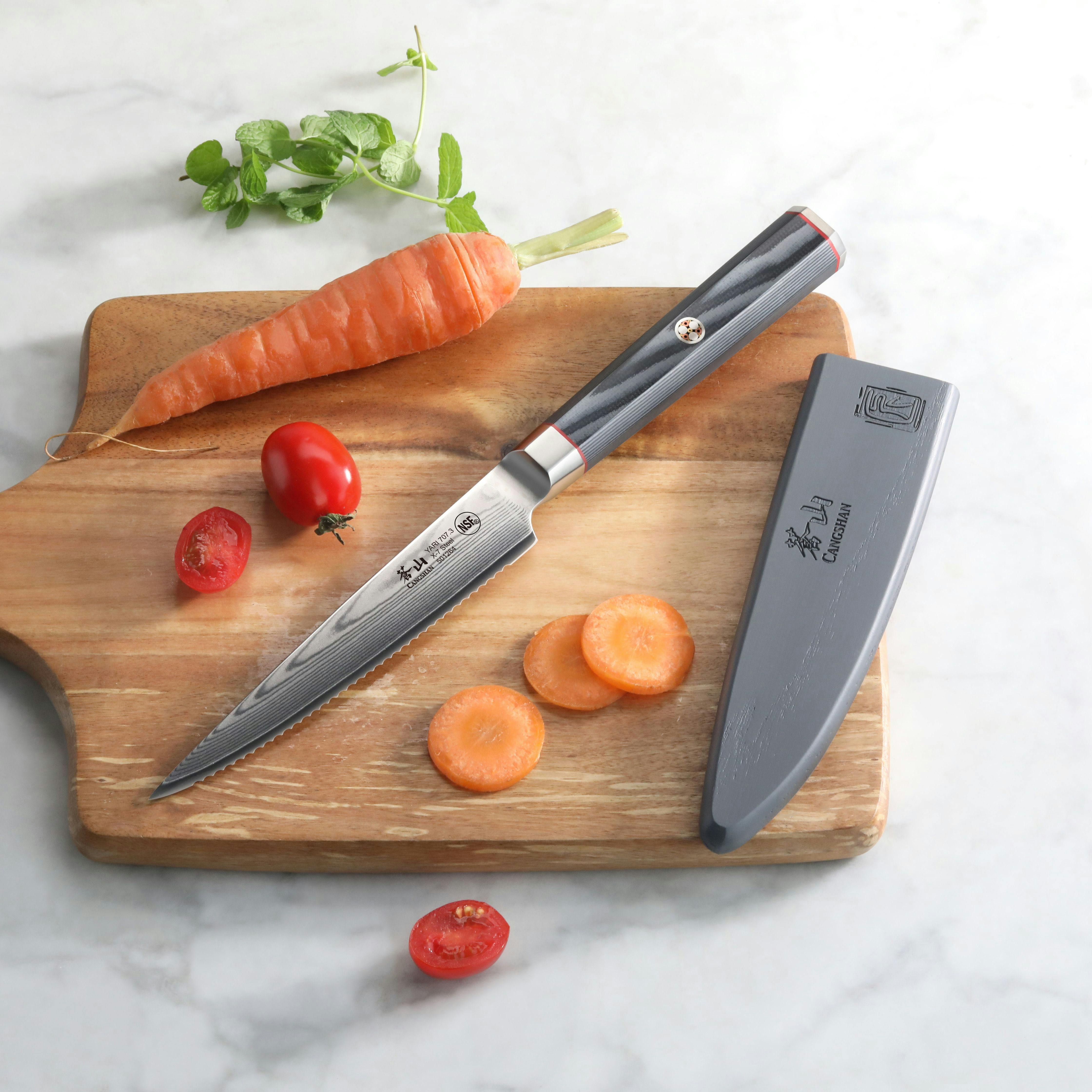 TS Series 5 Serrated Utility Knife with Sheath, Cangshan Cutlery
