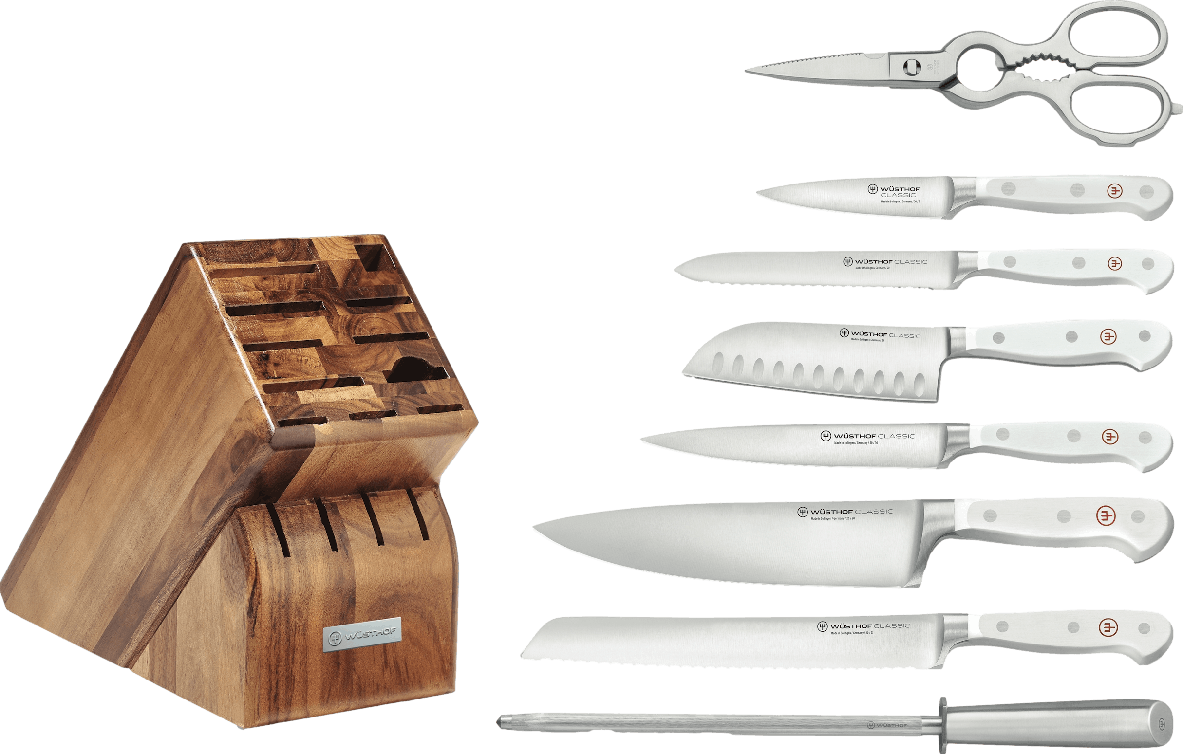 Wusthof Classic 9-Piece Knife Block Set - White