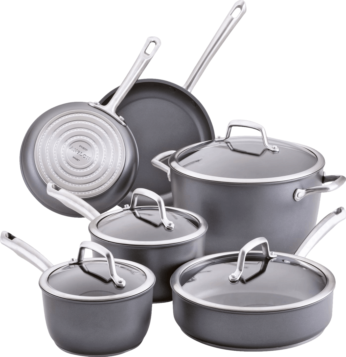 Anolon Accolade Hard Anodized Nonstick Cookware Induction Pots and Pans Set  · 10 Piece Set - Moonstone
