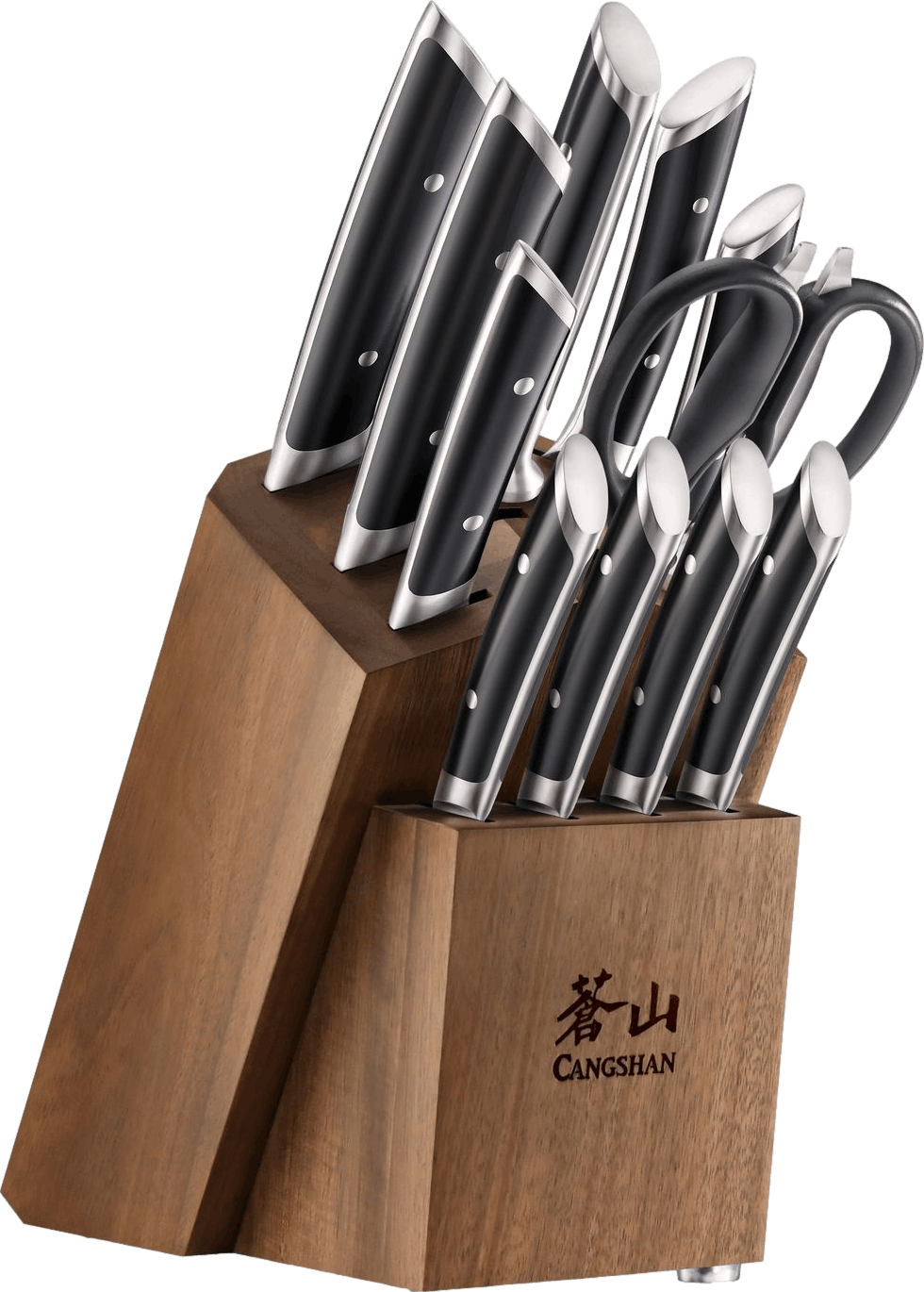 Premiere Titanium Cutlery 8-Piece Knife Block Set with Walnut