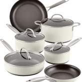 Anolon Achieve Hard Anodized Nonstick Cookware Pots and Pans Set · 10 Piece Set · Cream