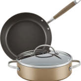 Anolon Advanced Home Hard-Anodized Nonstick Frying Pan and Sauteuse Cookware Set · 3 Piece Set · Bronze
