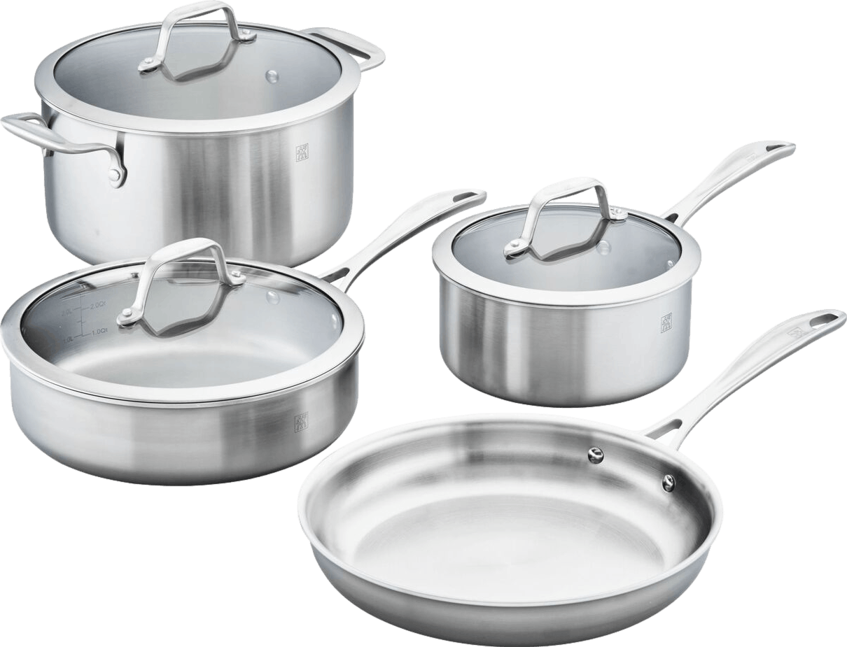 Viking Contemporary 3-Ply Stainless Steel 7-Piece Cookware Set with Glass  Lids