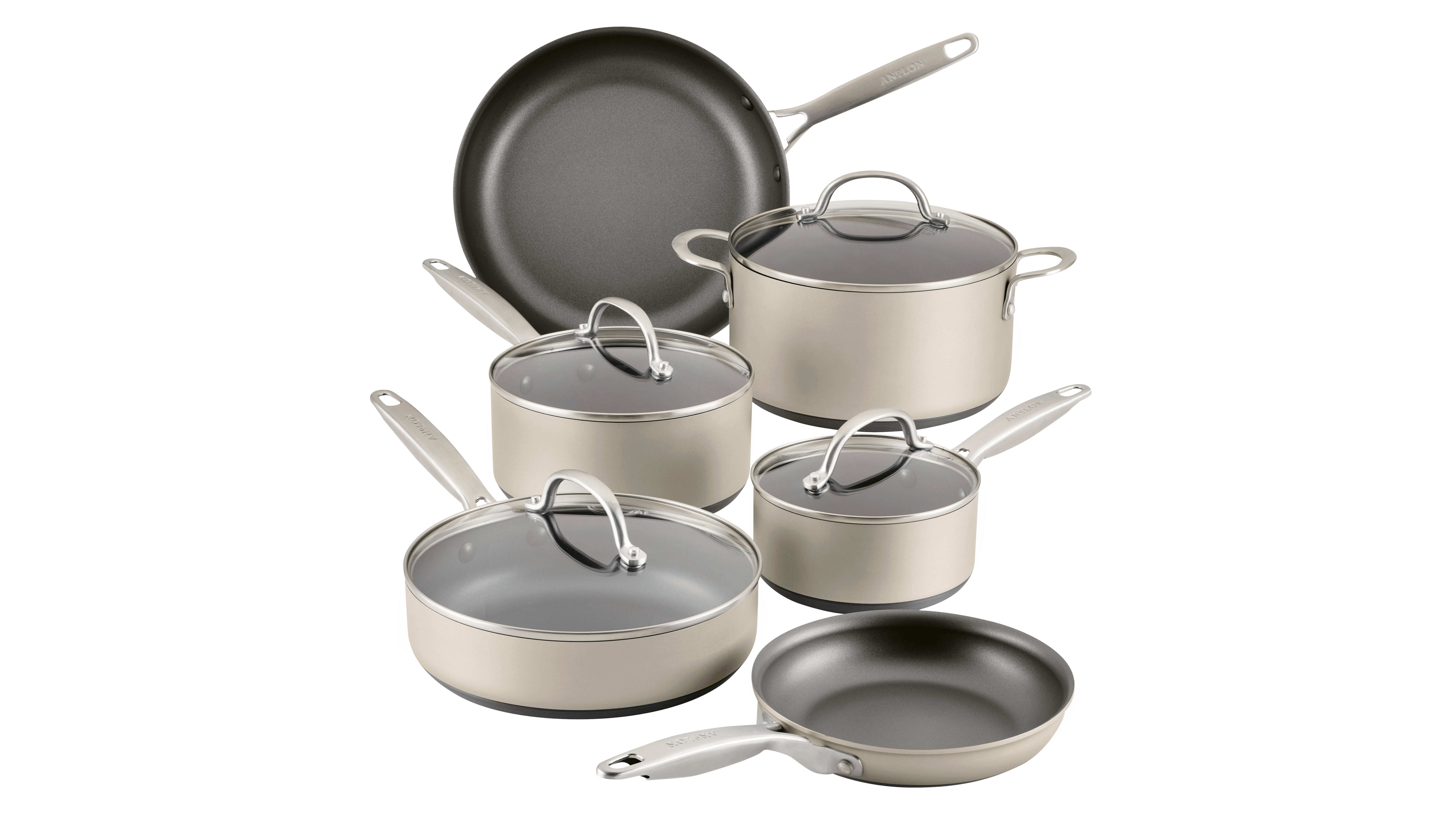 Anolon Nouvelle Copper Stainless Steel Cookware Set - So Olive