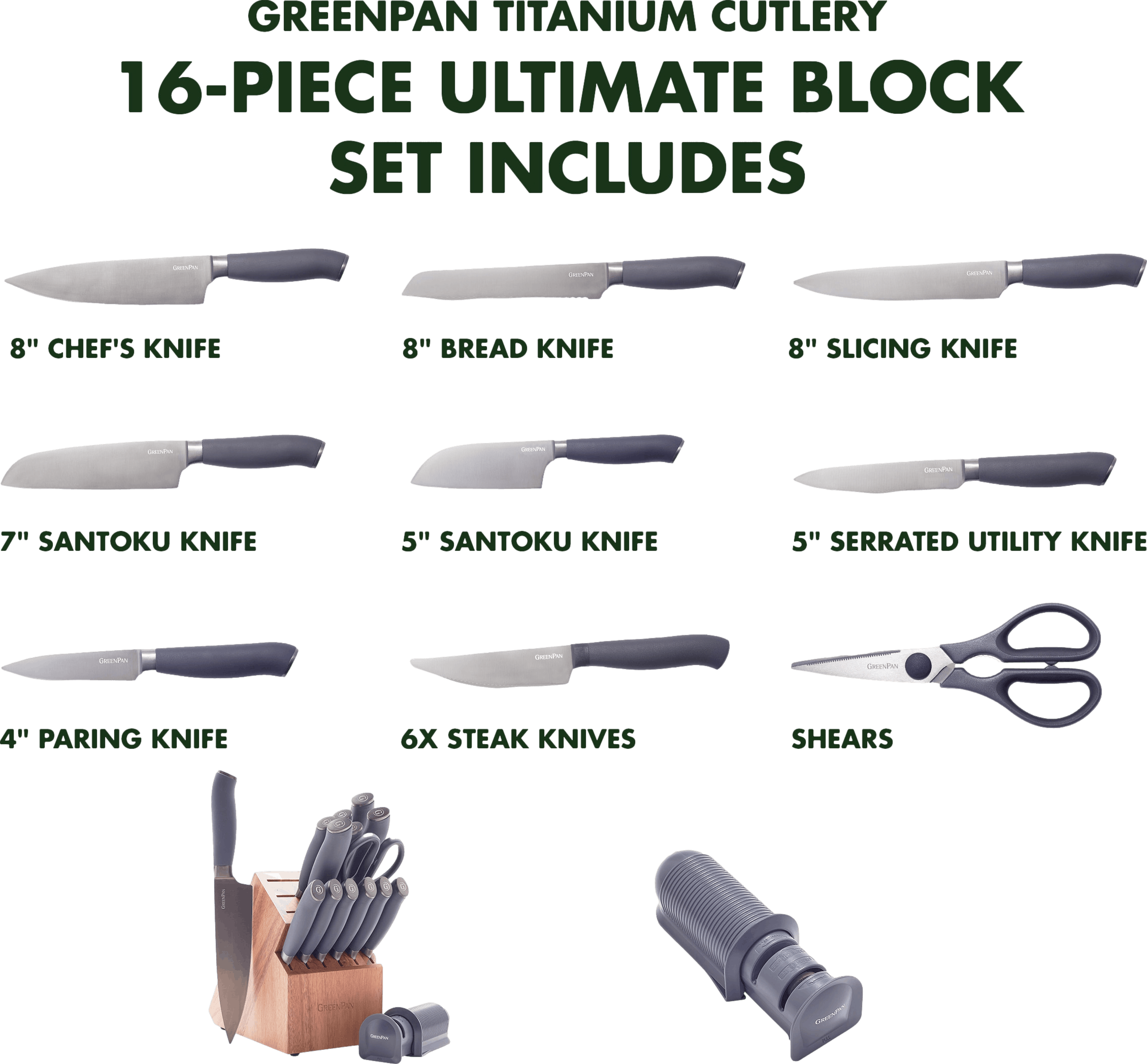 GreenPan 3-Piece Titanium Knife Set