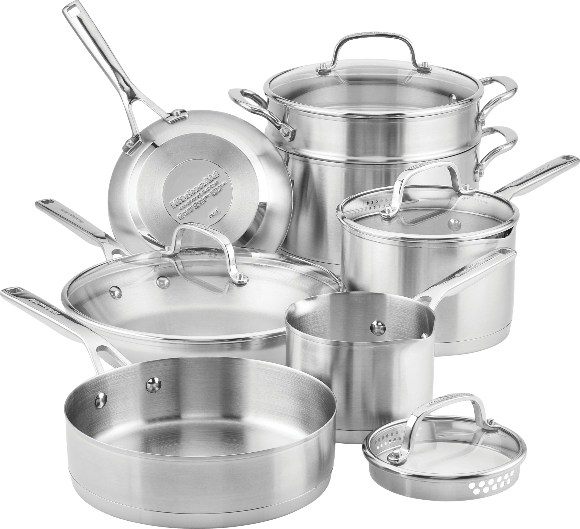 KitchenAid Stainless Steel Cookware Pots and Pans Set, 10 Piece, Brushed  Stainless Steel