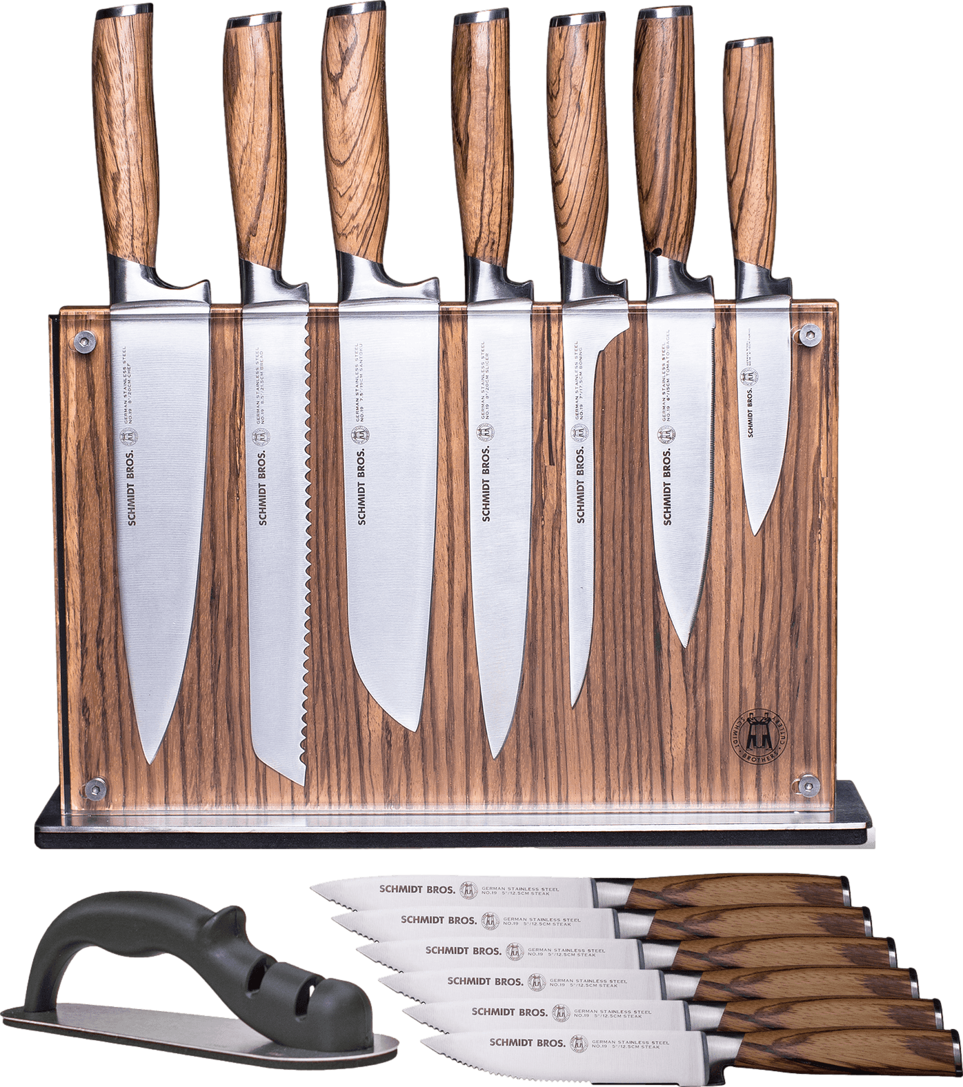 Schmidt Brothers Zebra Wood 15pc Knife Block Set