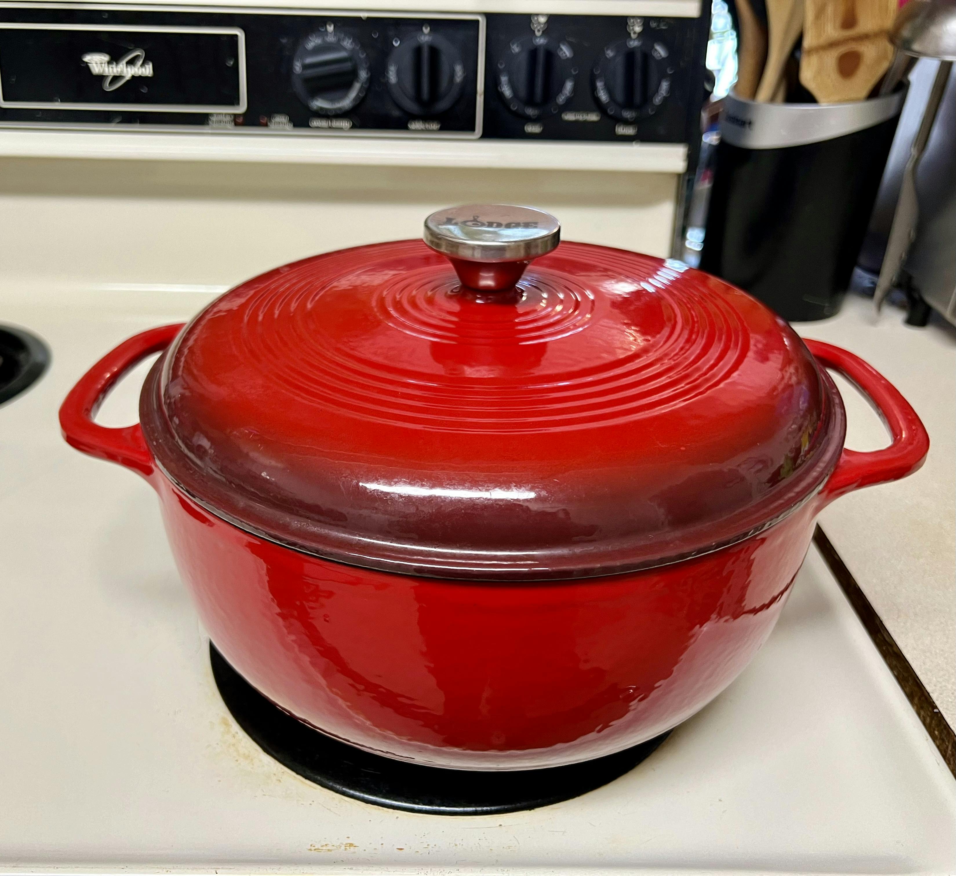 Lodge 7.5-Qt. Cherry on Top Red USA Enameled Cast Iron Dutch Oven
