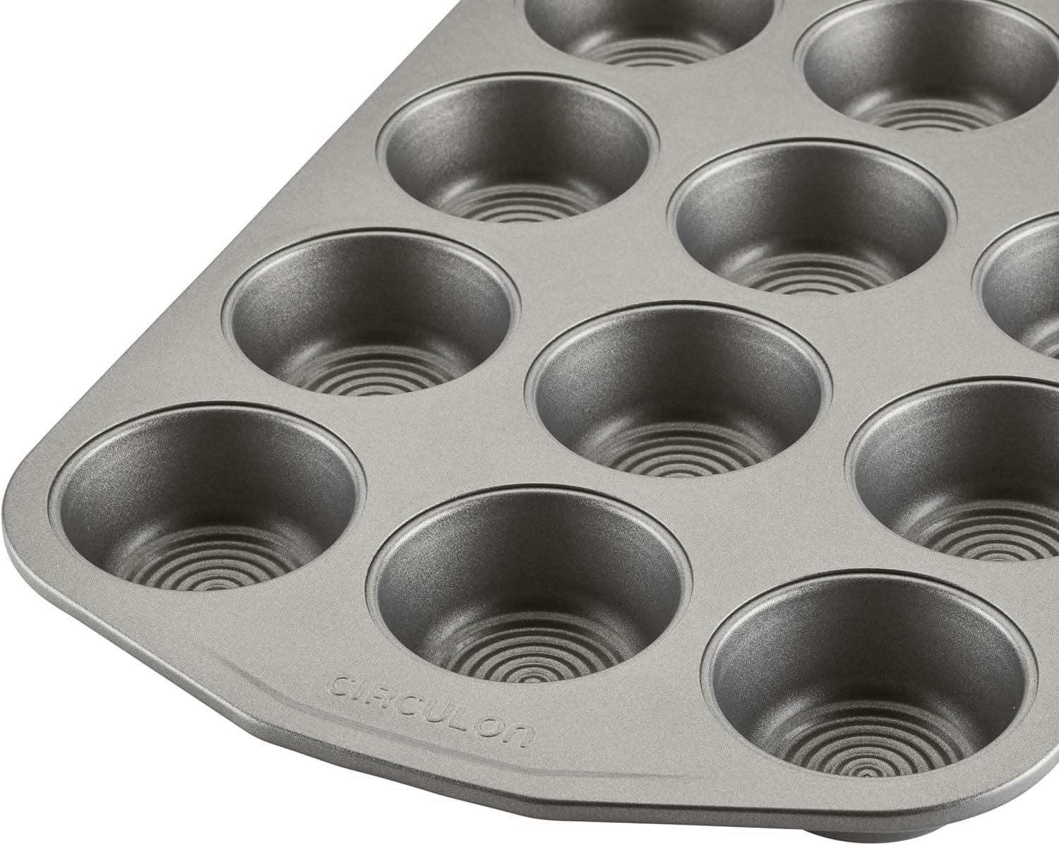 Circulon Total Nonstick 12-Cup Muffin Tin / Nonstick 12-Cup Cupcake Tin -  12 Cup, Gray