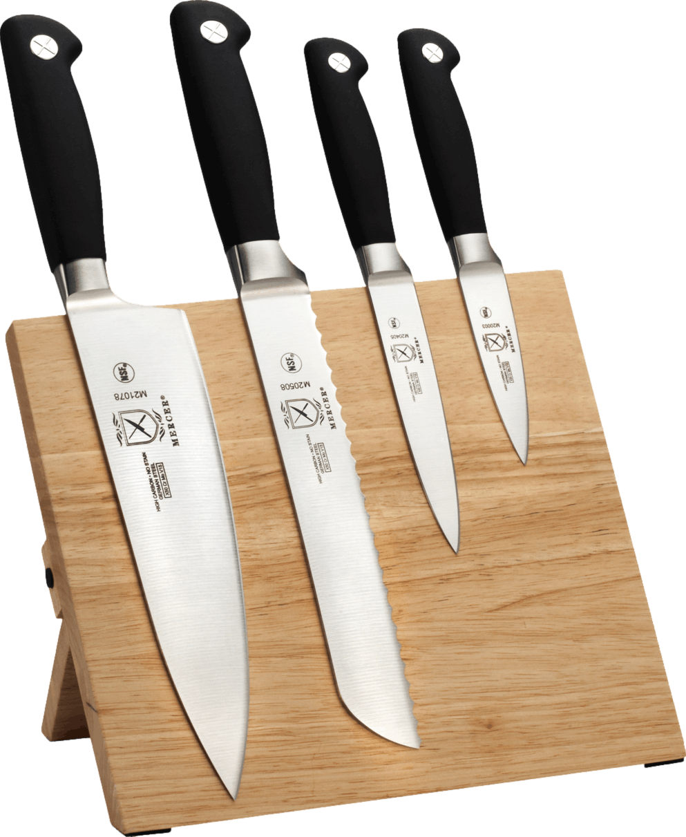 Mercer Culinary M30720 9 1/2 x 8 5/8 Rubberwood Magnetic Knife Rack